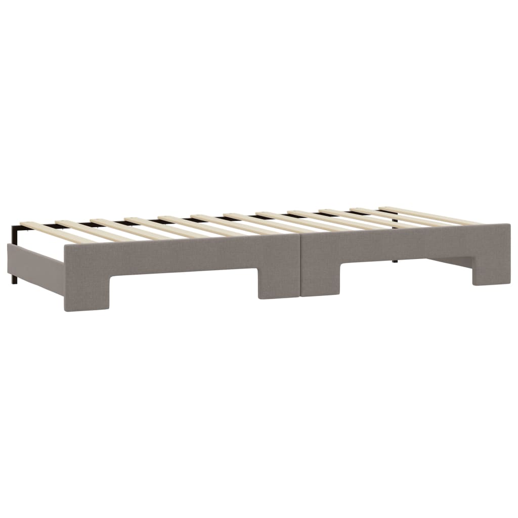 Slaapbank Met Onderschuifbed En Matrassen 90X200 Cm Stof Taupe Taupe 90 x 200 cm