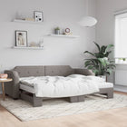 Slaapbank Met Onderschuifbed En Matrassen 90X200 Cm Stof Taupe Taupe 90 x 200 cm