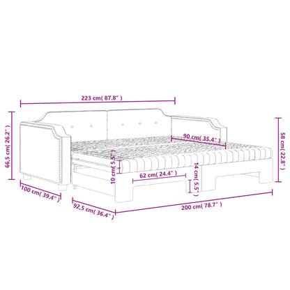 Slaapbank Sen Stof Crème 90 x 200 cm met onderschuifbed en matras