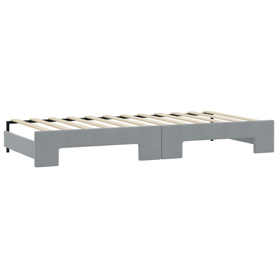 Slaapbank Onderschuifbed Matrassen Stof 100 x 200 cm Lichtgrijs met onderschuifbed en matras