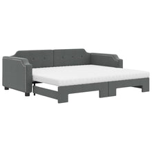 Slaapbank Onderschuifbed Matrassen Stof Donkergroen 100 x 200 cm Donkergrijs met onderschuifbed en matras