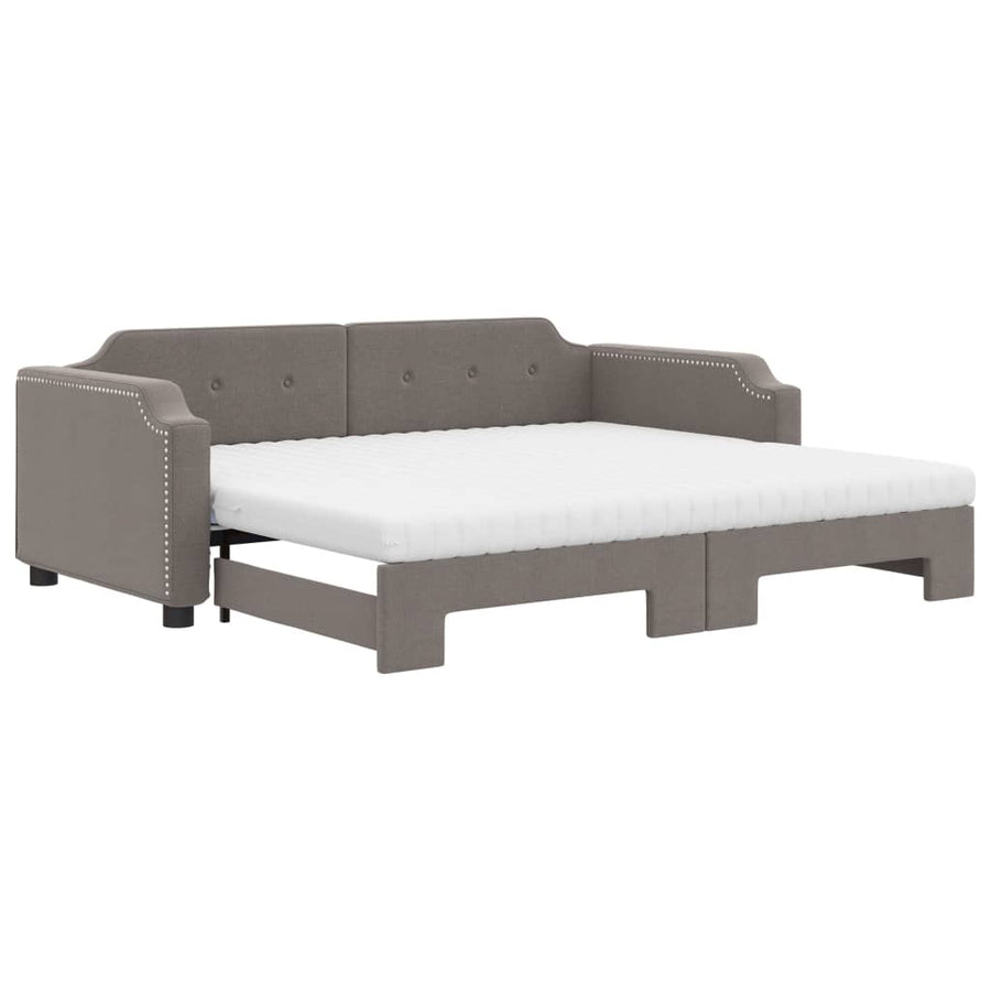 Slaapbank Sen Stof 100 x 200 cm Taupe met onderschuifbed en matras