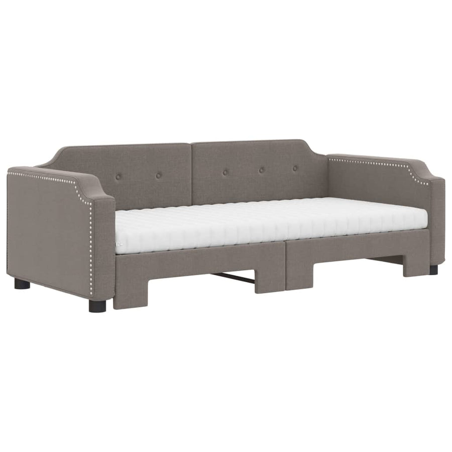 Slaapbank Sen Stof 100 x 200 cm Taupe met onderschuifbed en matras