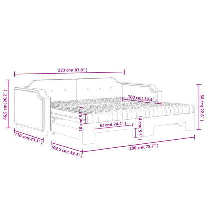 Slaapbank Sen Stof 100 x 200 cm Crème met onderschuifbed en matras
