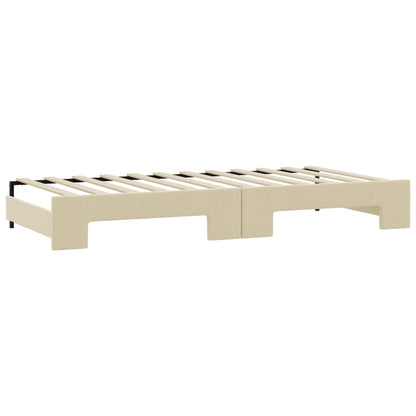 Slaapbank Sen Stof 100 x 200 cm Crème met onderschuifbed en matras