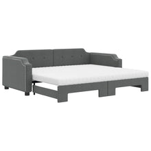 Slaapbank Onderschuifbed Matrassen Stof Donkergroen 90 x 190 cm Donkergrijs met onderschuifbed en matras