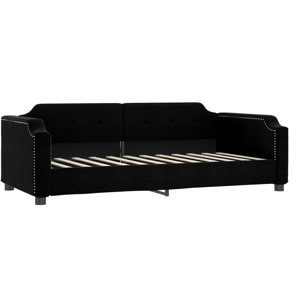 Slaapbank Sen Stof 90 x 190 cm Zwart met onderschuifbed en matras