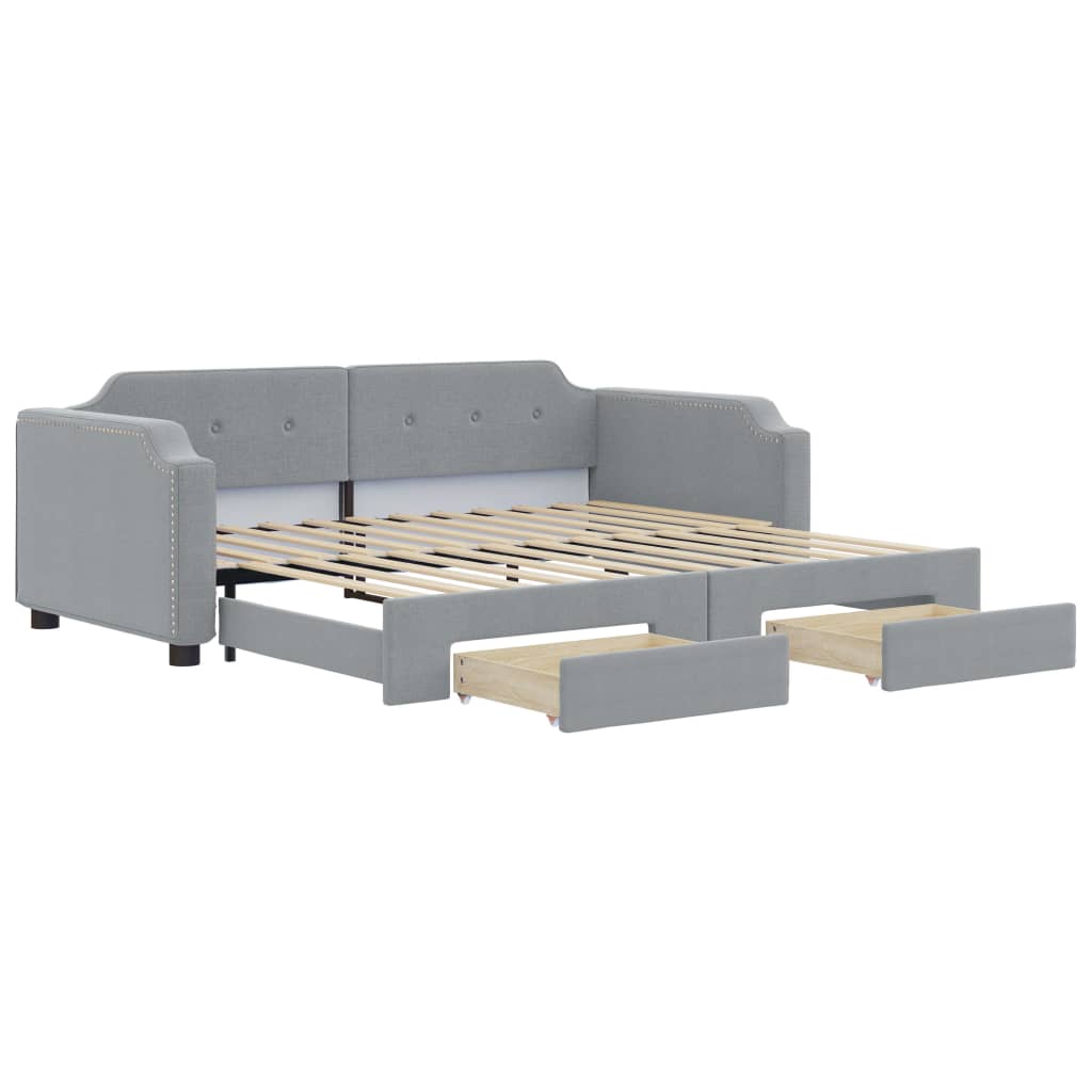 Slaapbank S Stof 80 x 200 cm Lichtgrijs met onderschuifbed en lade