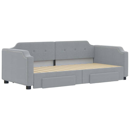 Slaapbank S Stof 80 x 200 cm Lichtgrijs met onderschuifbed en lade