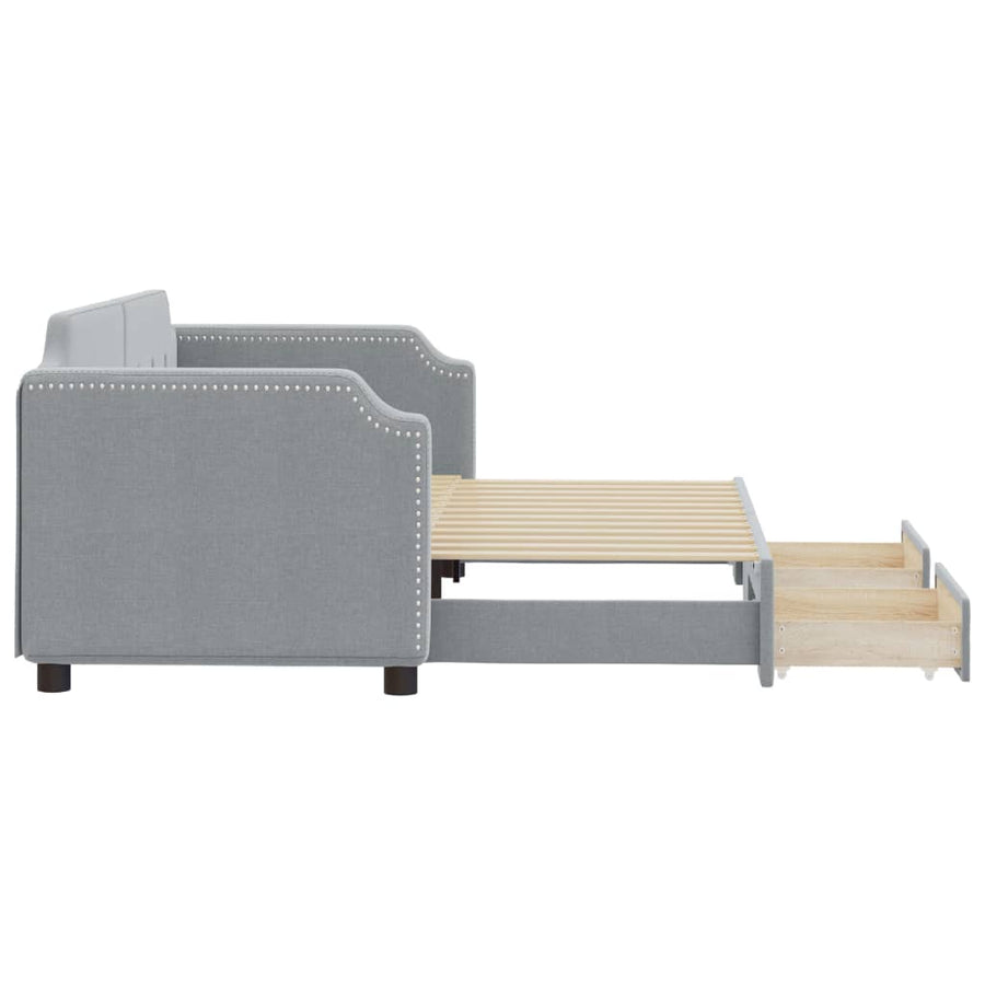 Slaapbank S Stof 80 x 200 cm Lichtgrijs met onderschuifbed en lade