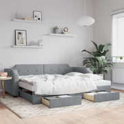 Slaapbank met onderschuifbed en lades 80x200 cm lichtgrijs