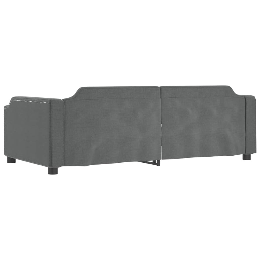 Slaapbank Onderschuifbed En Lades Stof Donkergrijs 80 x 200 cm met onderschuifbed en lade