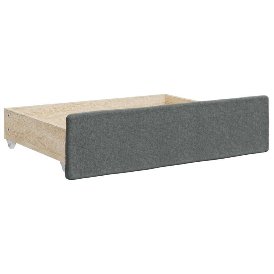 Slaapbank Onderschuifbed En Lades Stof Donkergrijs 80 x 200 cm met onderschuifbed en lade