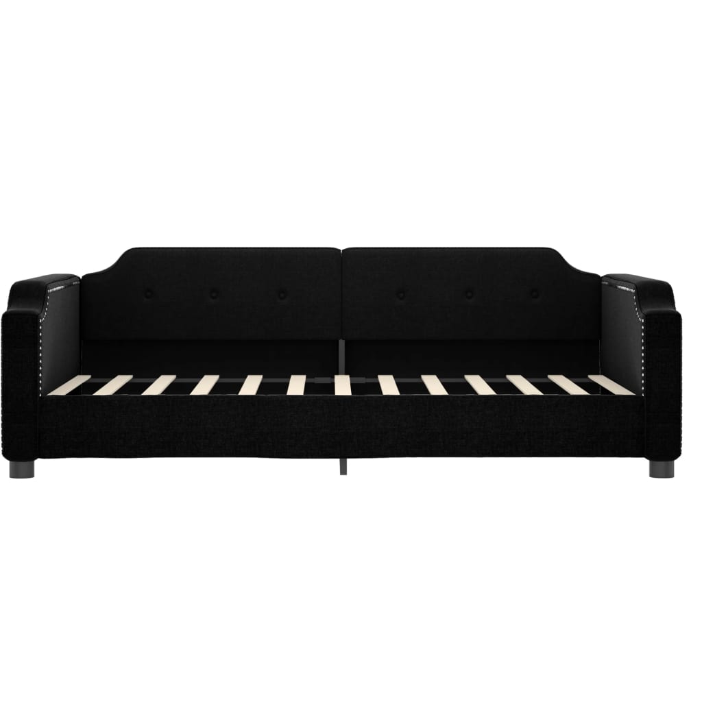 Slaapbank S Stof 80 x 200 cm Zwart met onderschuifbed en lade