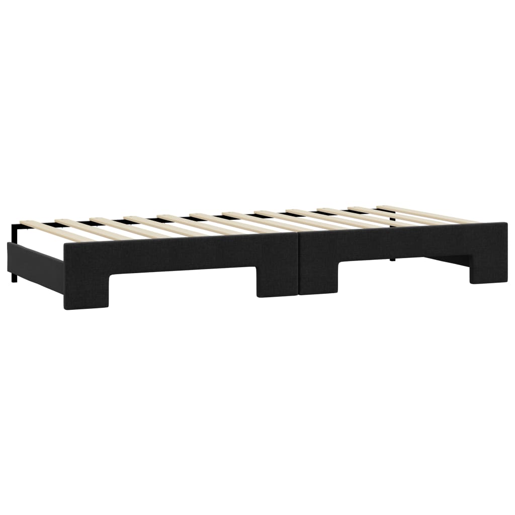 Slaapbank S Stof 80 x 200 cm Zwart met onderschuifbed en lade