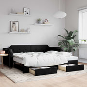 Slaapbank met onderschuifbed en lades 80x200 cm zwart