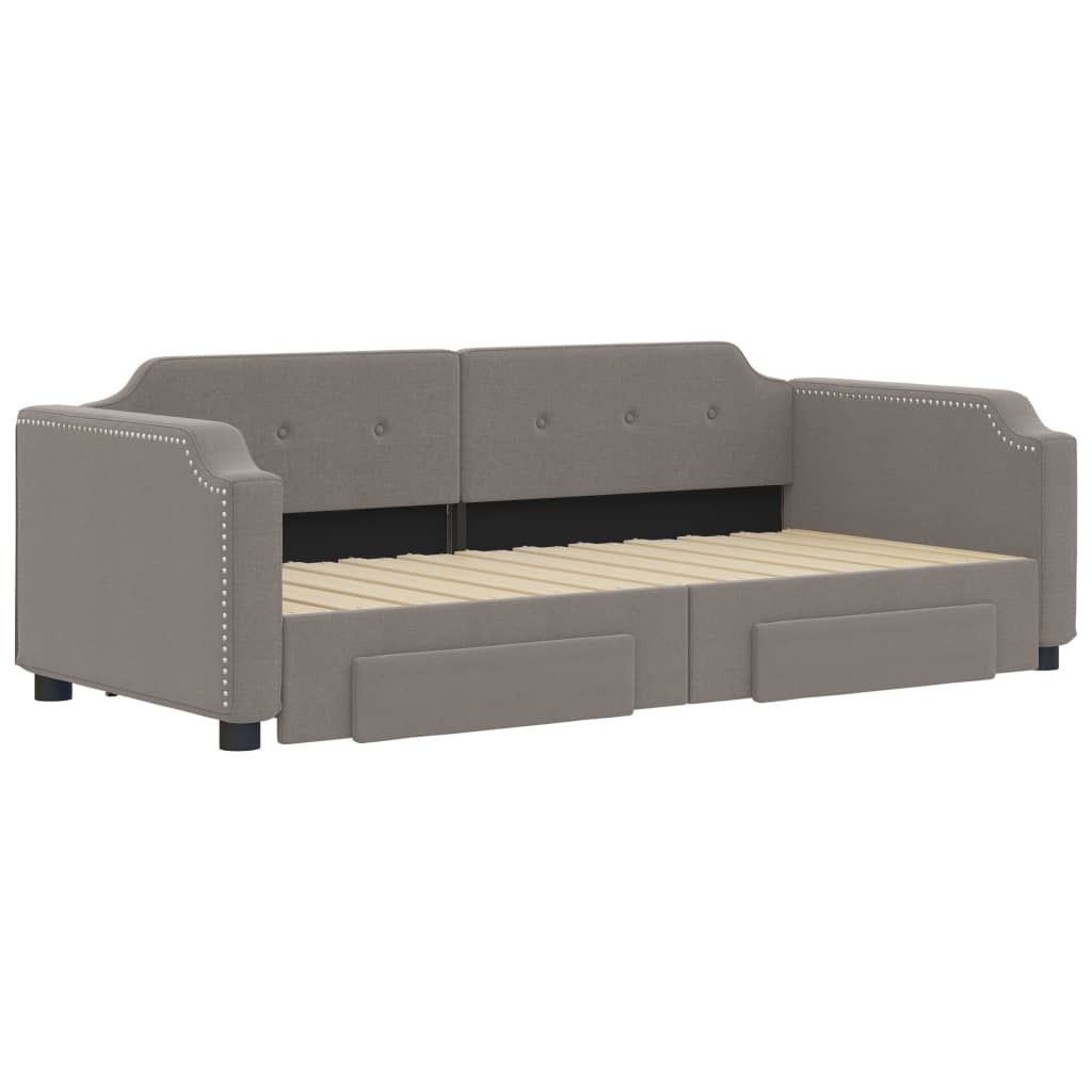 Slaapbank S Stof Taupe 80 x 200 cm met onderschuifbed en lade