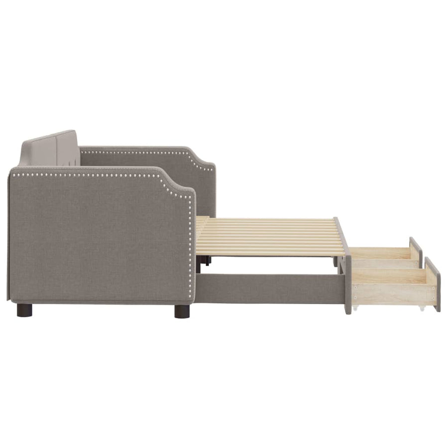 Slaapbank S Stof Taupe 80 x 200 cm met onderschuifbed en lade