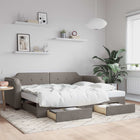 Slaapbank S Stof Taupe 80 x 200 cm met onderschuifbed en lade