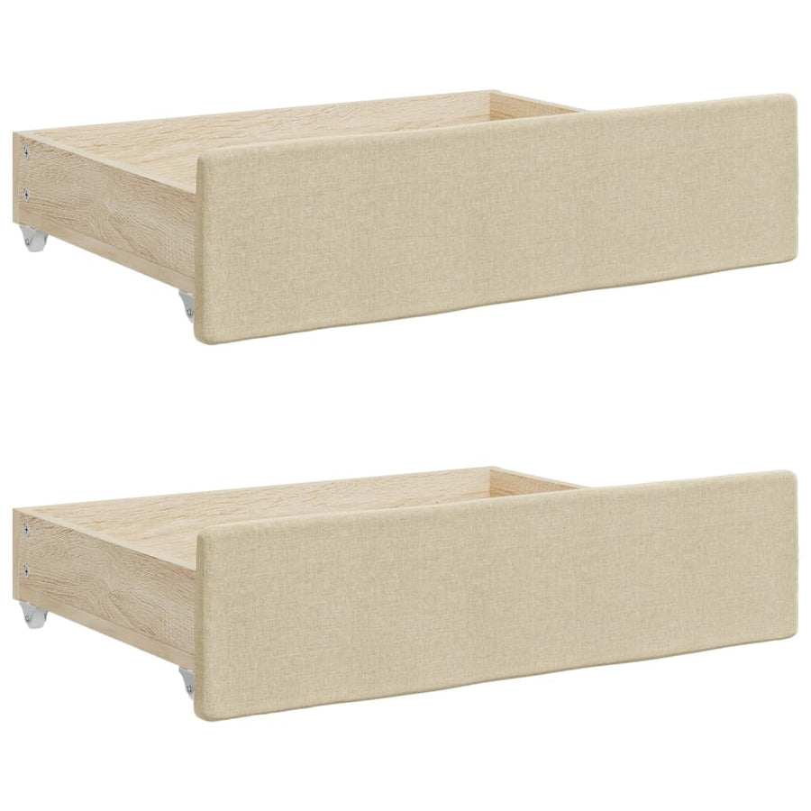 Slaapbank S Stof Kleur 80 x 200 cm Crème met onderschuifbed en lade