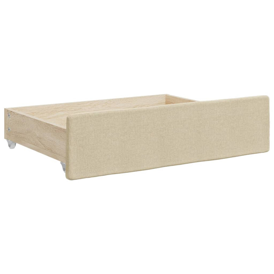 Slaapbank S Stof Kleur 80 x 200 cm Crème met onderschuifbed en lade