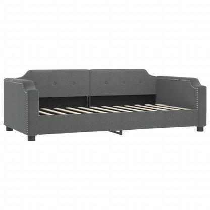 Slaapbank Onderschuifbed En Lades Stof 90 x 200 cm Donkergrijs met onderschuifbed en lade
