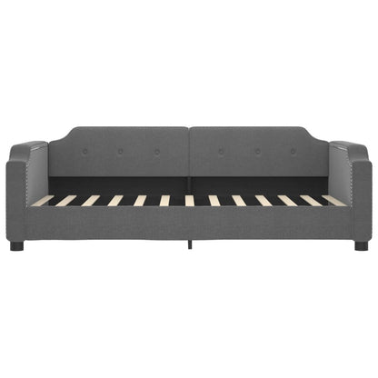 Slaapbank Onderschuifbed En Lades Stof 90 x 200 cm Donkergrijs met onderschuifbed en lade