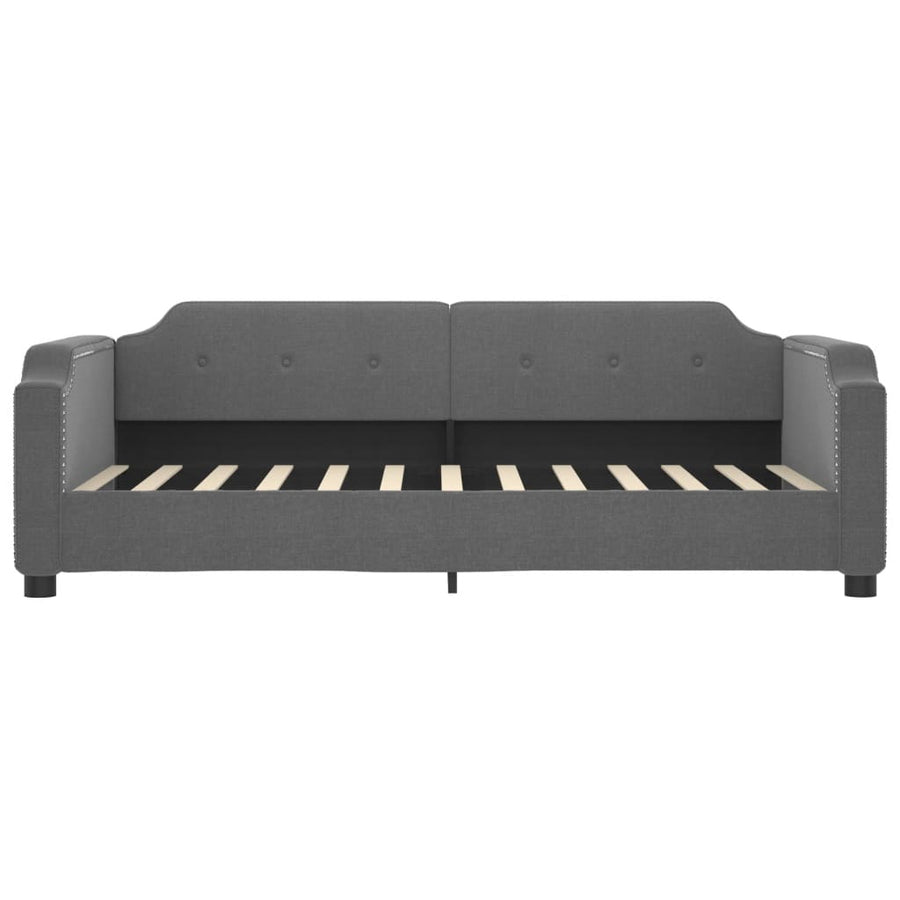 Slaapbank Onderschuifbed En Lades Stof 90 x 200 cm Donkergrijs met onderschuifbed en lade