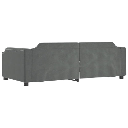 Slaapbank Onderschuifbed En Lades Stof 90 x 200 cm Donkergrijs met onderschuifbed en lade