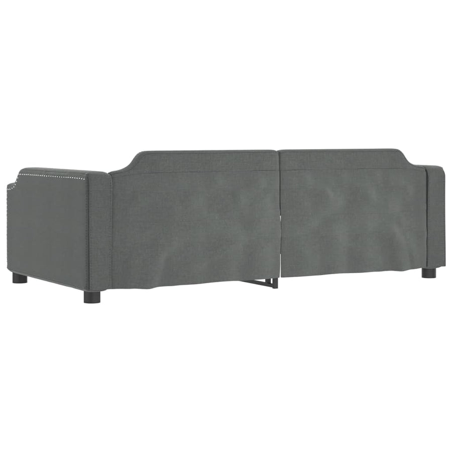 Slaapbank Onderschuifbed En Lades Stof 90 x 200 cm Donkergrijs met onderschuifbed en lade