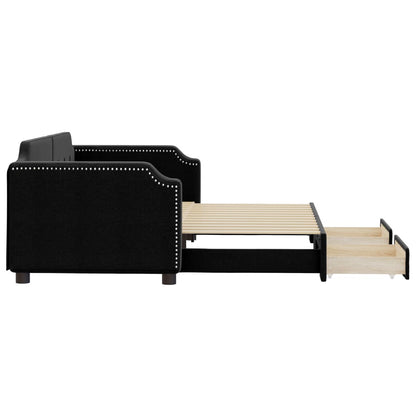 Slaapbank S Stof 90 x 200 cm Zwart met onderschuifbed en lade