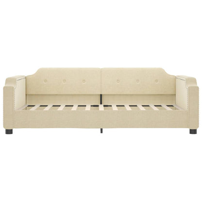 Slaapbank S Stof Kleur Crème 90 x 200 cm met onderschuifbed en lade