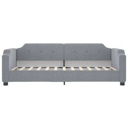 Slaapbank Onderschuifbed En Lades Stof 100 x 200 cm Lichtgrijs met onderschuifbed en lade