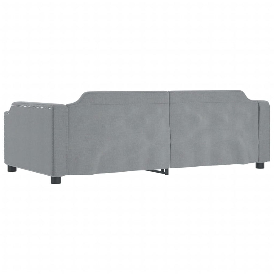 Slaapbank Onderschuifbed En Lades Stof 100 x 200 cm Lichtgrijs met onderschuifbed en lade