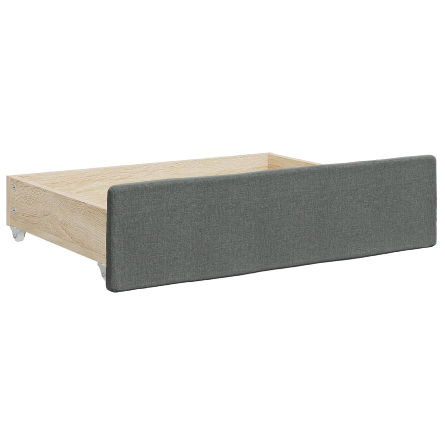 Slaapbank Onderschuifbed En Lades Stof 100 x 200 cm Donkergrijs met onderschuifbed en lade