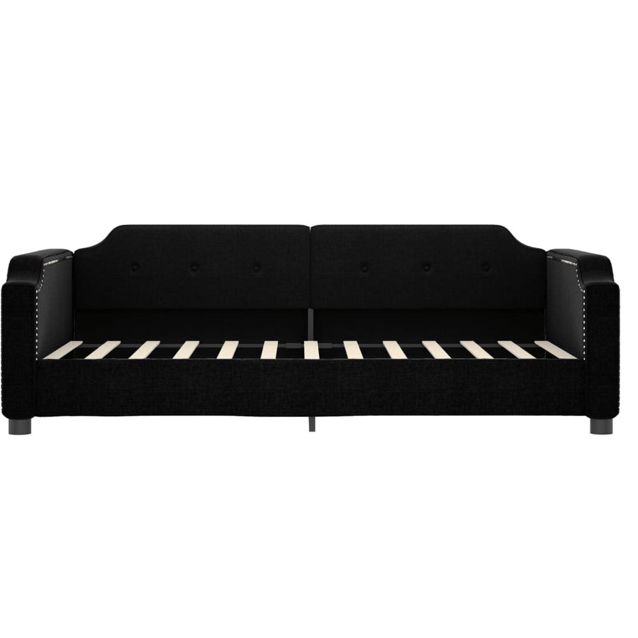 Slaapbank met onderschuifbed en lades 100x200 cm stof zwart 100 x 200 cm Zwart