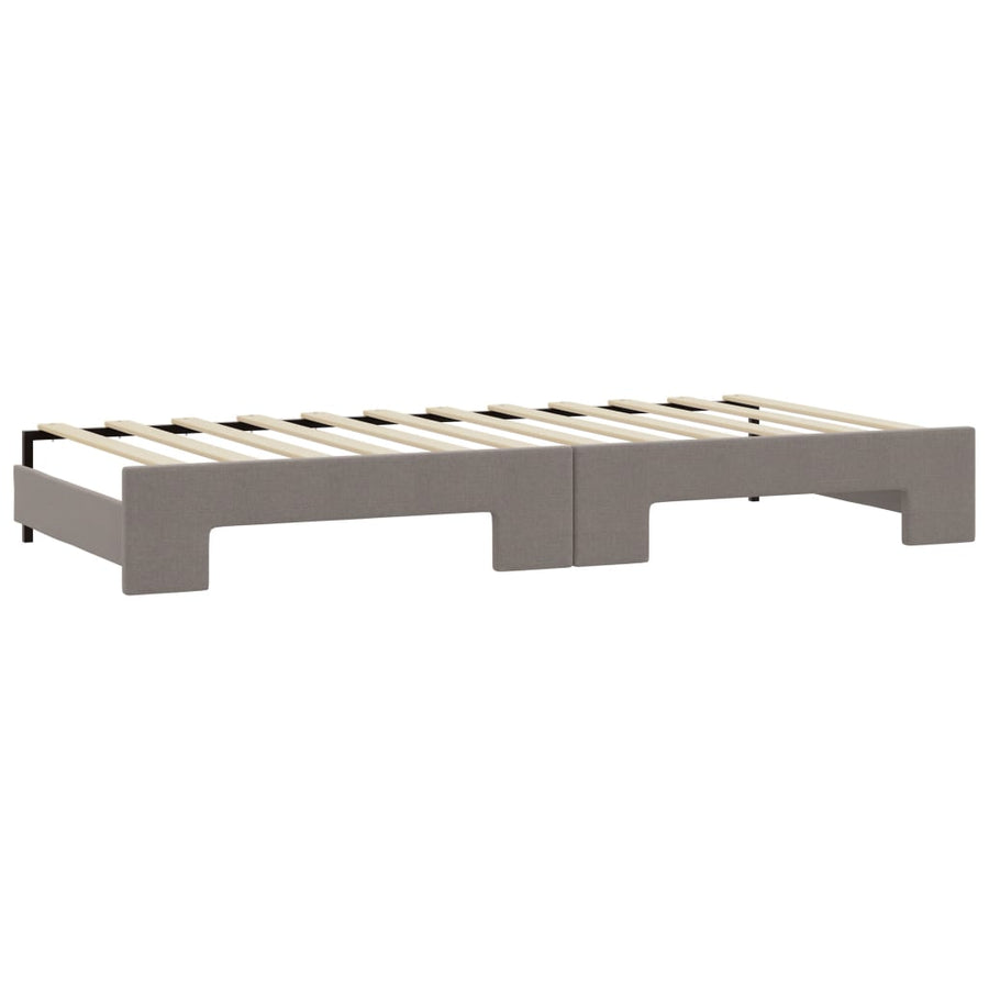 Slaapbank S Stof 100 x 200 cm Taupe met onderschuifbed en lade