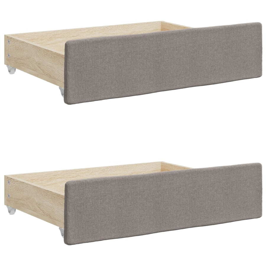 Slaapbank S Stof 100 x 200 cm Taupe met onderschuifbed en lade