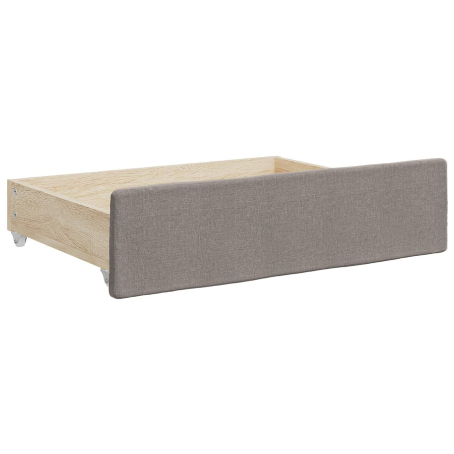 Slaapbank S Stof 100 x 200 cm Taupe met onderschuifbed en lade