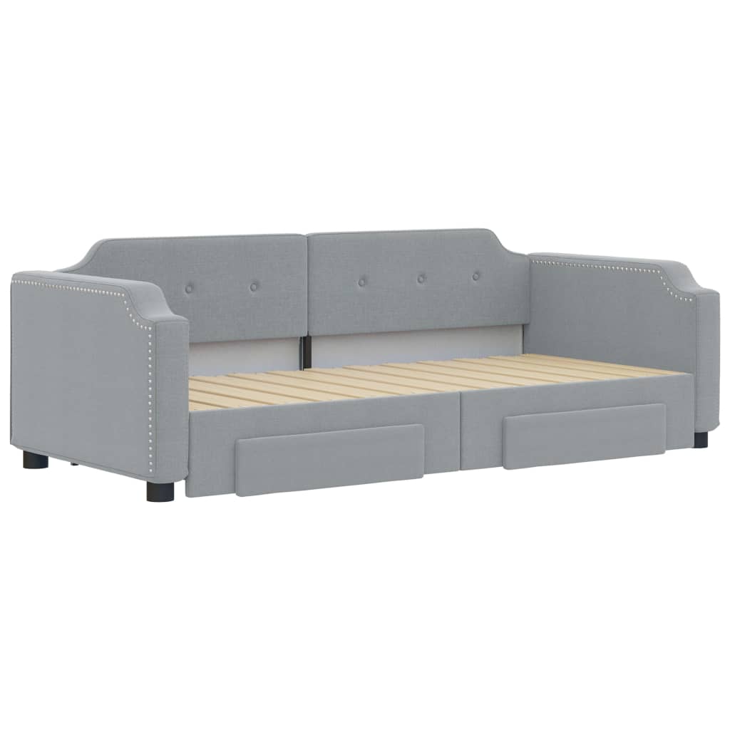 Slaapbank S Stof Lichtgrijs 90 x 190 cm met onderschuifbed en lade