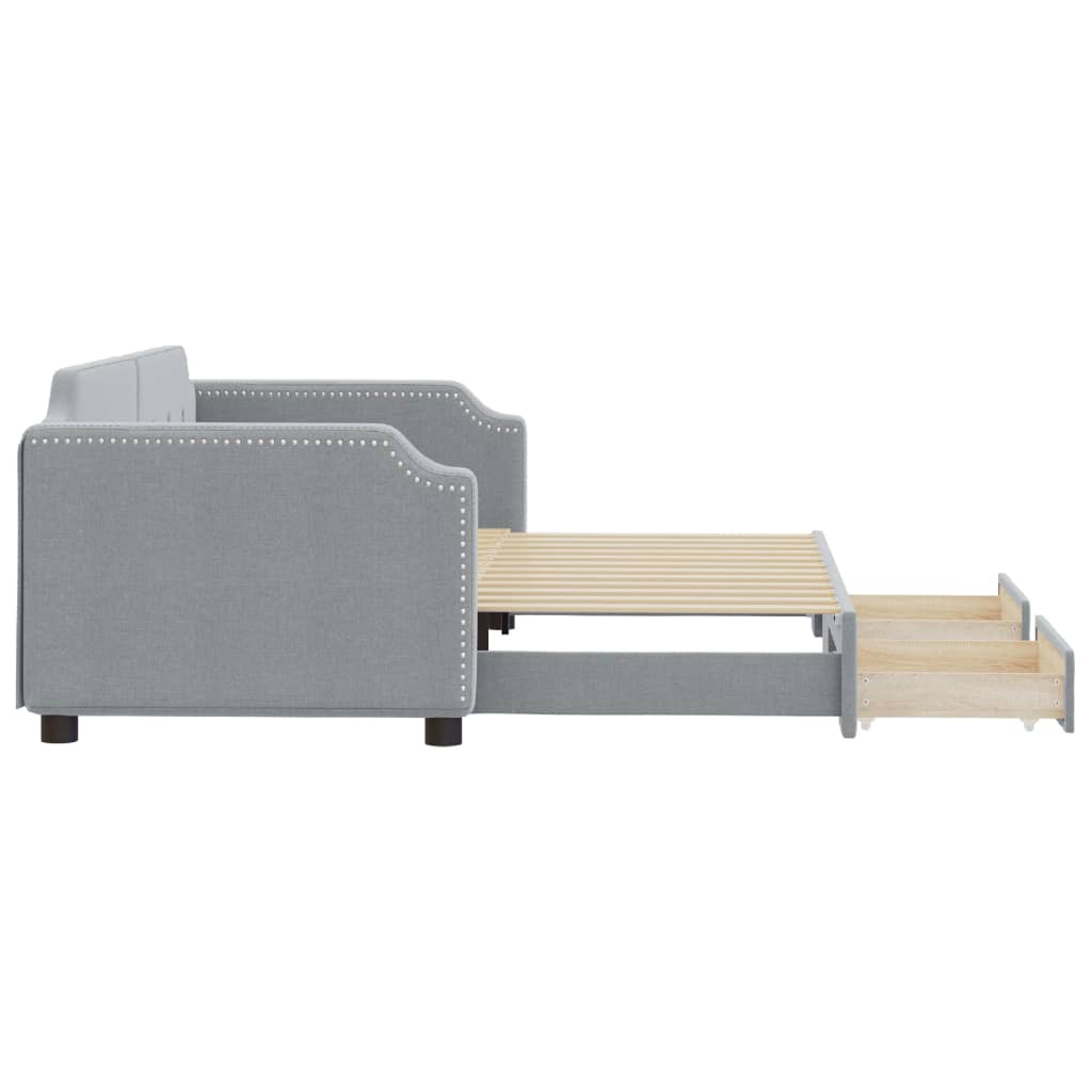 Slaapbank S Stof Lichtgrijs 90 x 190 cm met onderschuifbed en lade