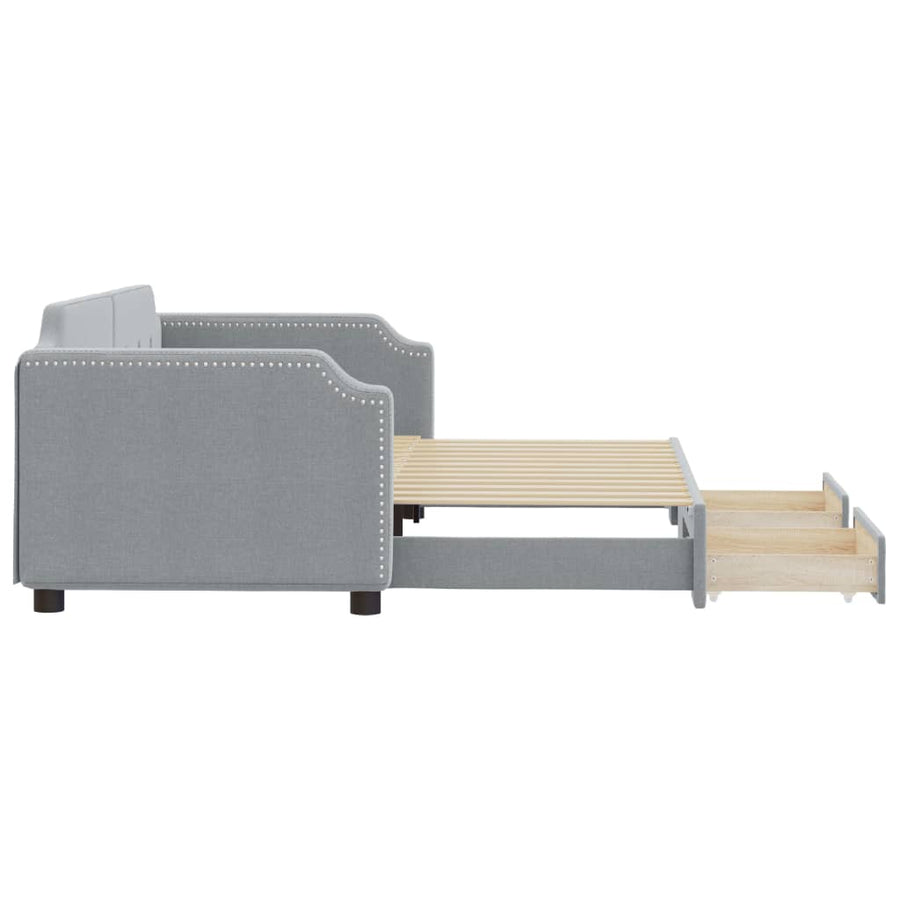 Slaapbank S Stof Lichtgrijs 90 x 190 cm met onderschuifbed en lade