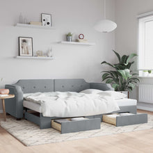 Slaapbank S Stof Lichtgrijs 90 x 190 cm met onderschuifbed en lade