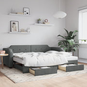 Slaapbank onderschuifbed lades 90x190 cm donkergrijs