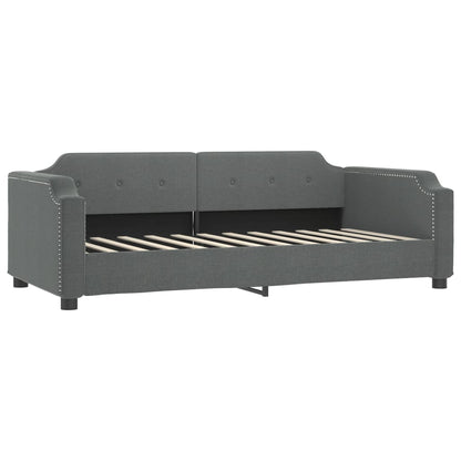 Slaapbank Onderschuifbed En Lades Stof Donkergrijs 80 x 200 cm met onderschuifbed en lade en matras