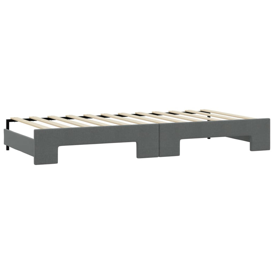 Slaapbank Onderschuifbed En Lades Stof Donkergrijs 80 x 200 cm met onderschuifbed en lade en matras
