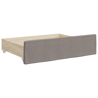 Slaapbank Met Onderschuifbed En Lades Stof Taupe 80 x 200 cm met onderschuifbed en lade en matras