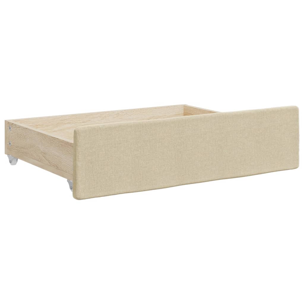 Slaapbank Met Onderschuifbed En Lades Stof Kleur 80 x 200 cm Crème met onderschuifbed en lade en matras