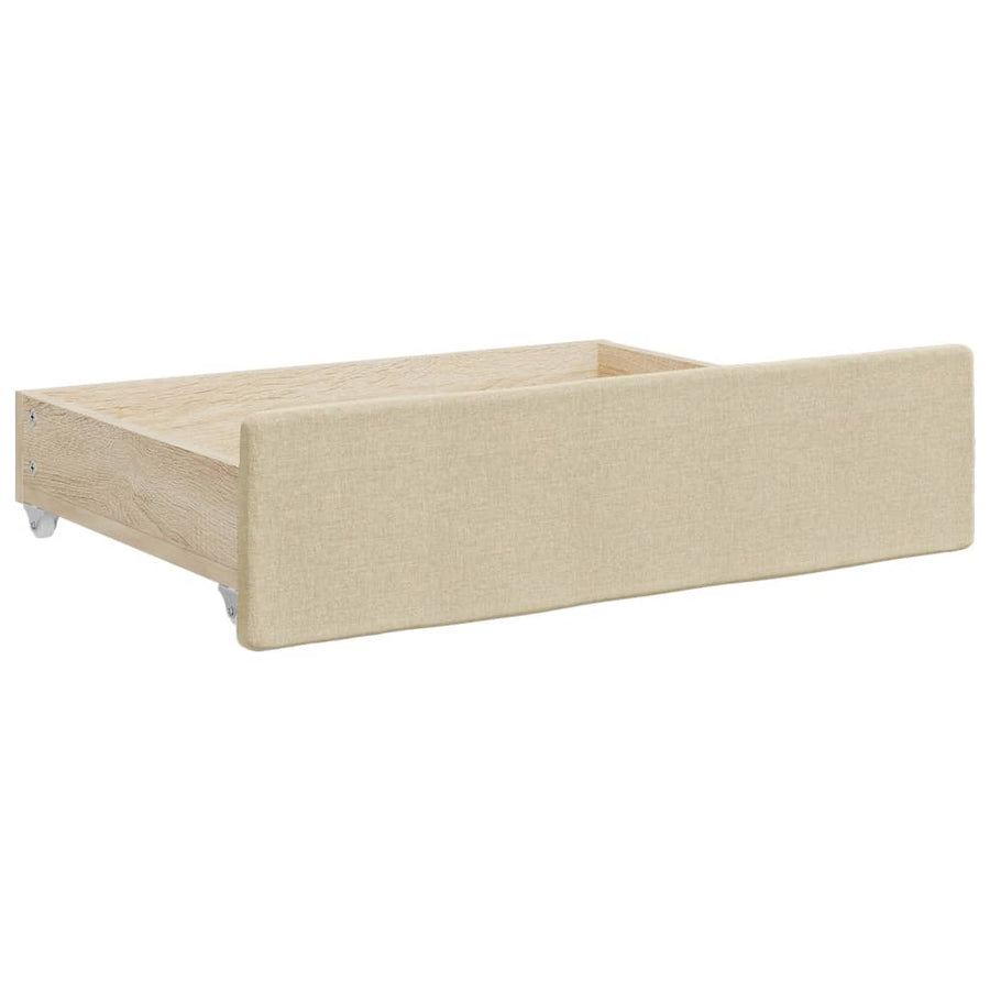 Slaapbank Met Onderschuifbed En Lades Stof Kleur 80 x 200 cm Crème met onderschuifbed en lade en matras