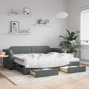 Slaapbank onderschuifbed 100x200 cm donkergrijs